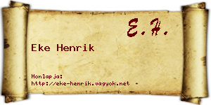 Eke Henrik névjegykártya